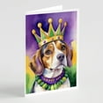 thumbnail image 1 of Beagle King of Mardi Gras Greeting Cards Pack of 8 7 in x 5 in, 1 of 3