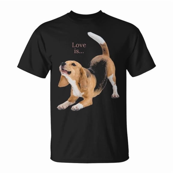 Beagle Love Dog Mom Dad Graphic Tee Unisex Adult Cotton Cute Puppy Pet Owner Casual Gift Shirt, Size L, Color Black