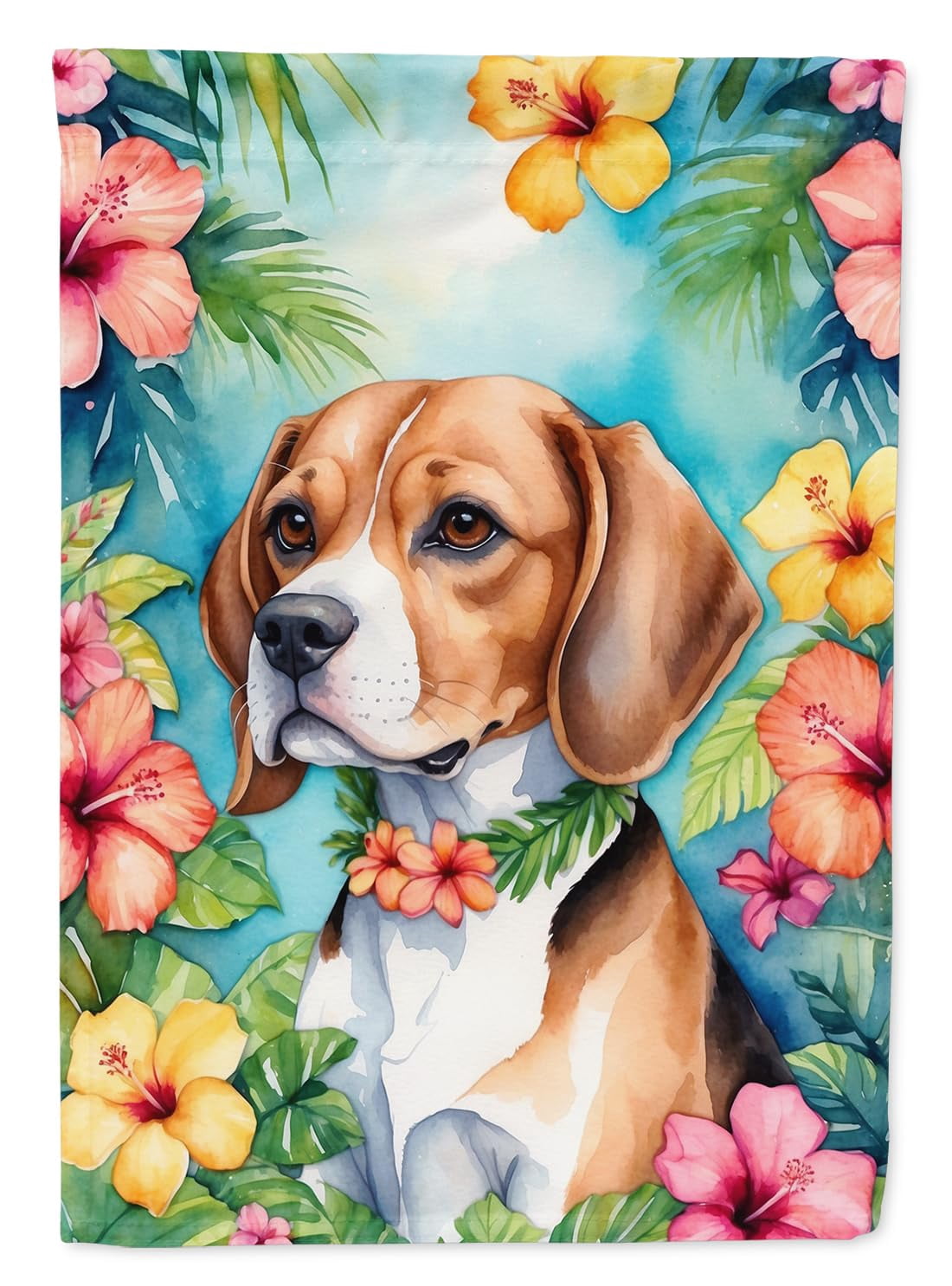 Beagle Luau House Flag 28 in x 40 in