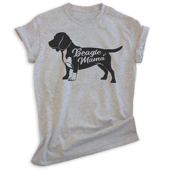 Beagle Mama T-shirt, Unisex Women's Shirt, Beagle Owner, Cool Dog Mom Gift, Heather Gray, Large