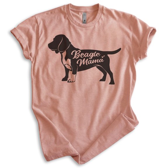 Beagle Mama T-shirt, Unisex Women's Shirt, Beagle Owner, Cool Dog Mom Gift, Heather Sunset, Large