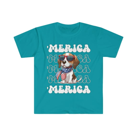 Beagle 'Merica Patriotic T-Shirt Cute Beagle 4th of July Top Beagle Mama