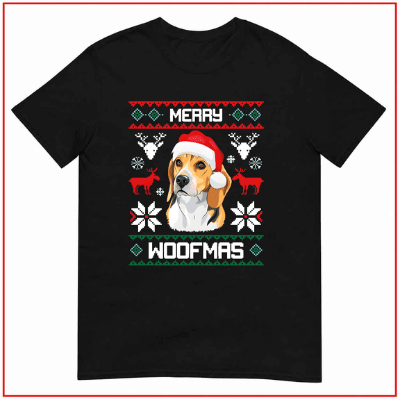 Beagle Merry Woofmas Christmas Dog Gift Pet Lover Themed Unisex T Shirt V15266 Size S- 5XL