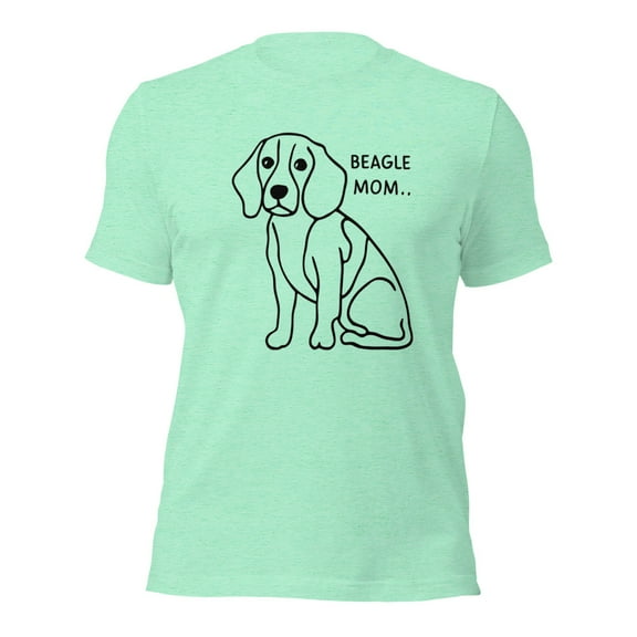 Beagle Mom Cute Dog Lover Graphic T-Shirt, Pet Owner Gift (Heather Mint, 2XL)
