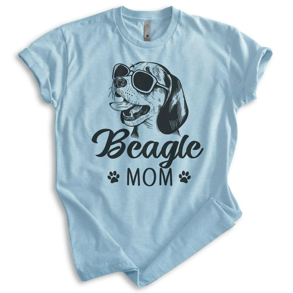 Beagle Mom T-shirt, Unisex Women's Shirt, Beagle Owner, Cool Dog Mom Gift, Heather Light Blue, Small