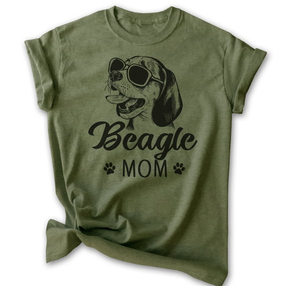 Beagle Mom T-shirt, Unisex Women's Shirt, Beagle Owner, Cool Dog Mom Gift, Heather Military Green, 3X-Large