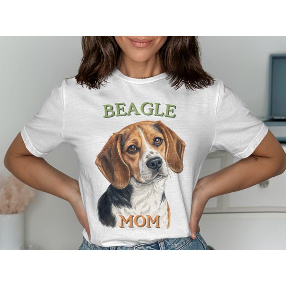 Beagle Mom Womens T-Shirt Dog Lover Gift Graphic Tee Cute Beagle Design Casual Shirt for Beagle Owners Fun Beagle Apparel