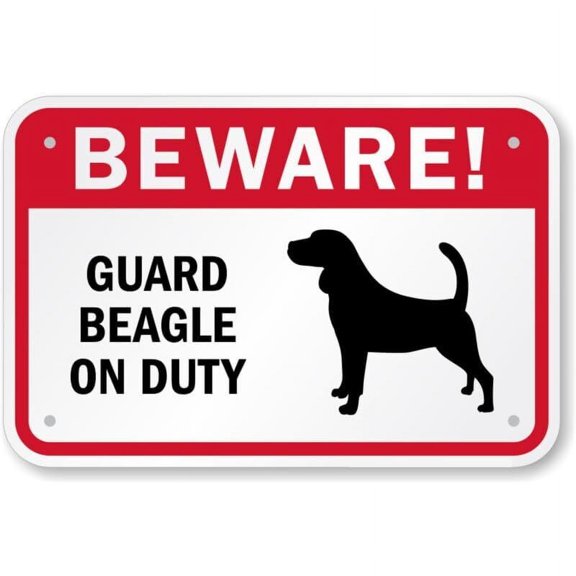Beagle On Duty Weatherproof Metal Aluminum Sign Size: 8 x 12 Inch