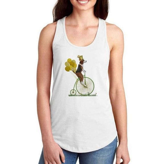 Beagle On Penny Farthing. Racerback Tank Women -Fab Funky Designs, Female x-Small