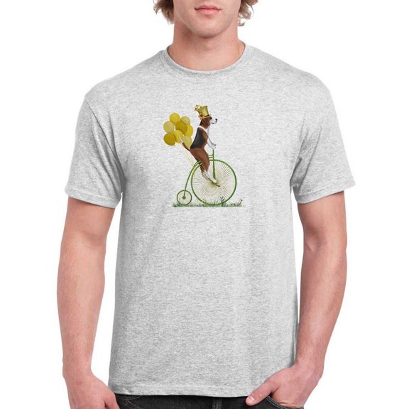 Beagle On Penny Farthing T-Shirt Men -Fab Funky Designs, Male XX-Large