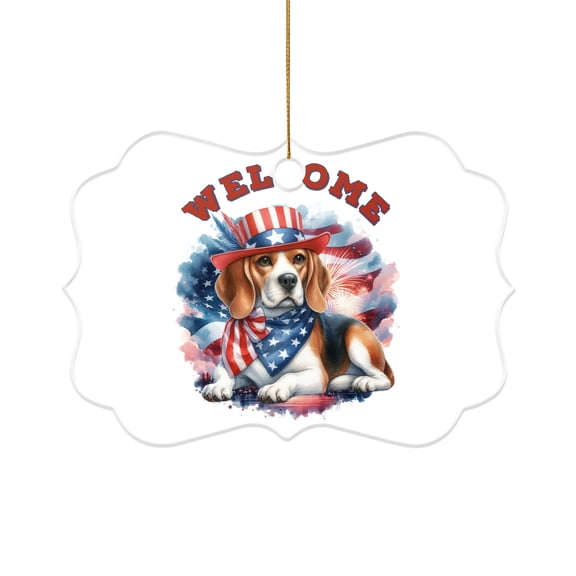 Beagle Patriotic Welcome for 4Th of July Independence Day Acrylic Benelux Ornament Beagles Dog Lover Gifts Idea Home Tree Decor - 00010