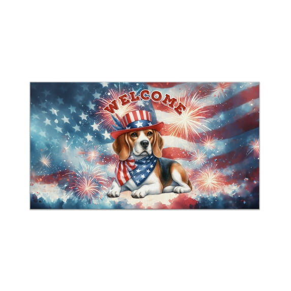 Beagle Patriotic Welcome for 4Th of July Independence Day Doormat Beagles Dog Lover Gifts Idea Indoor Outdoor Welcome Mat - 00010