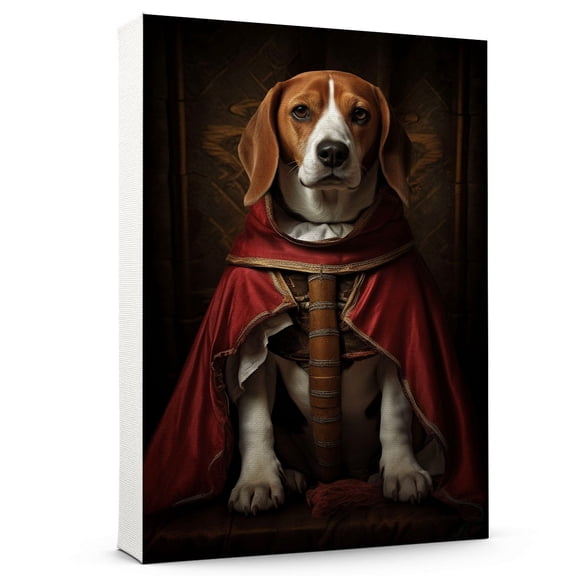 Beagle Pet Portrait in a Royal Costume Dog in a Costume Portrait Dog in Attire Portrait Canvas Print Medieval Pet Portrait Renaissance Animal Portrait on Canvas