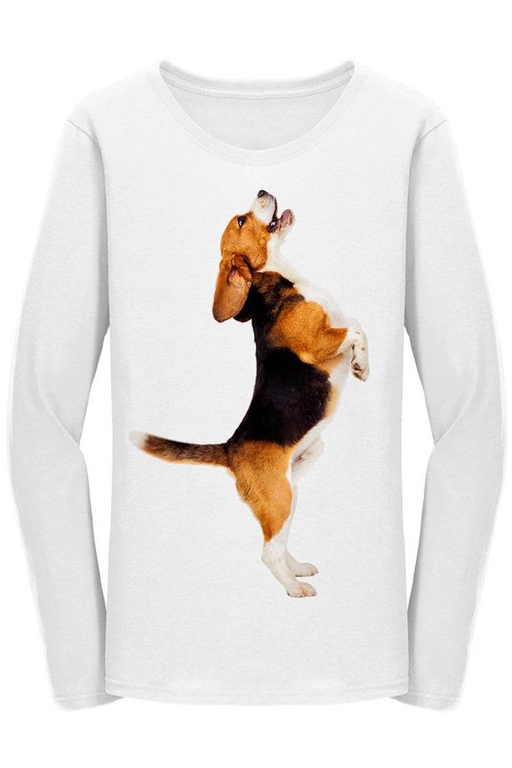 Beagle Pet Stands On Two Legs Long Sleeve Women's -Image by Shutterstock