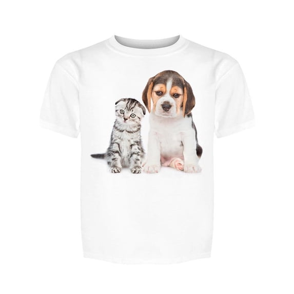 Beagle Puppy And Tabby Kitten. Tee Boy's -Image by Shutterstock