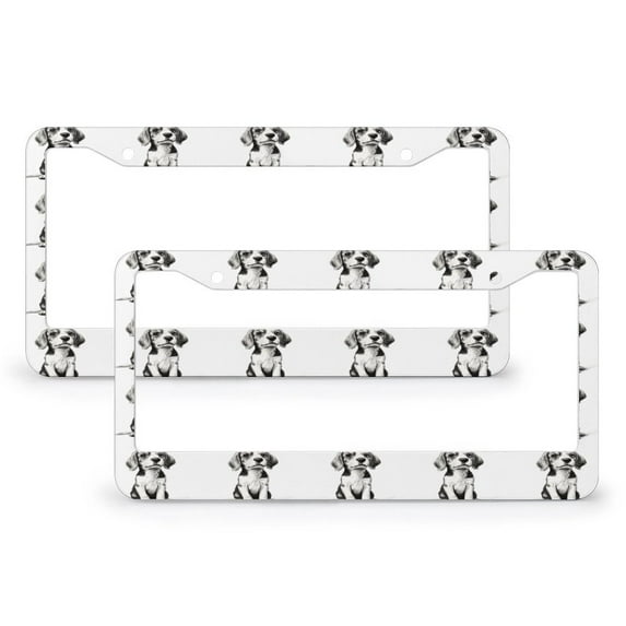 Beagle Puppy Dog License Plate Frame 2 PCS Dog Themed Customized Decor Car Tag for Women Men US Vehicles Standard 2 Holes Quality Aluminum Metal License Plate Cover