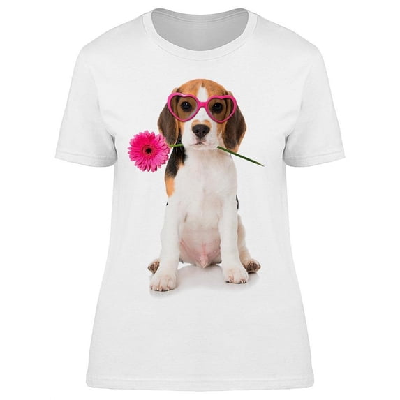 Beagle Puppy With Flower T-Shirt Women -Image by Shutterstock, Female 3X-Large