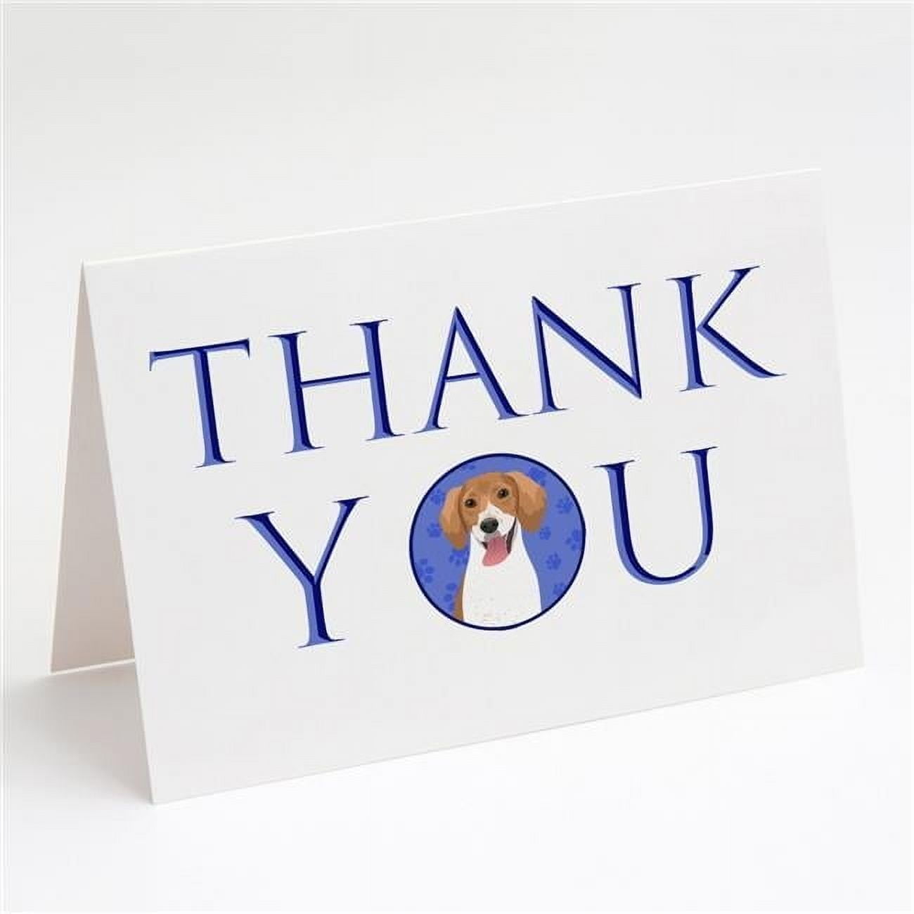 Beagle Red and White Red Ticked #2 Thank You Greeting Cards and Envelopes Pack of 8 7 in x 5 in