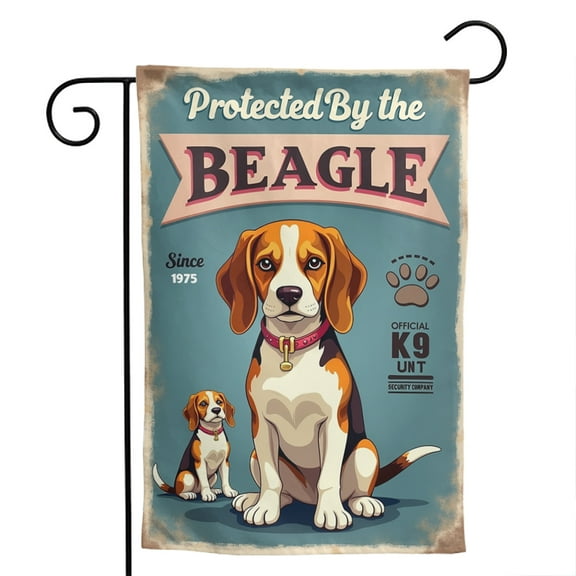 Beagle Security Company Polyester Garden Flag 12.5x18 Inch - Double Sided Funny Outdoor House Banner