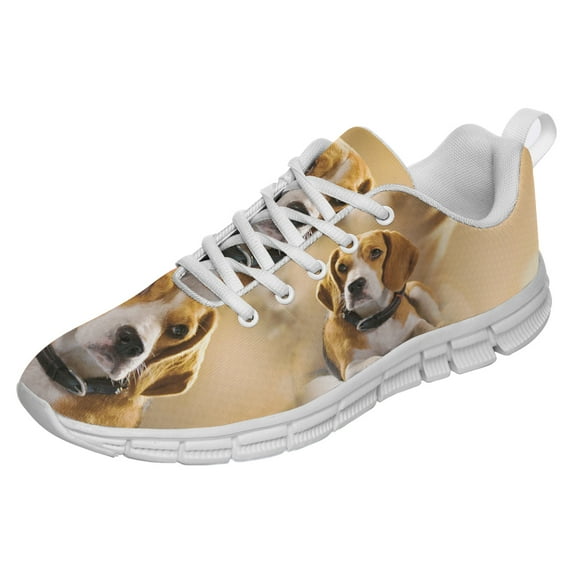 Beagle Shoes for Men Women Running Sneakers Breathable Casual Sport Tennis Shoes Gift for Him Her White Size 10.5