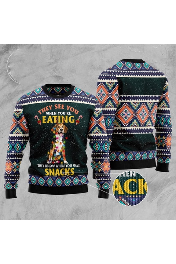 Beagle Snack 3D Christmas Sweater, Funny Xmas Sweater, Sweater Xmas