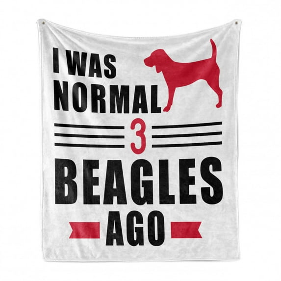 Beagle Soft Flannel Fleece Throw Blanket, Puppy Dog Lover Motto Affection Lettering on Plain Backdrop Print, Cozy Plush for Indoor and Outdoor Use, 70" x 90", Dark Pink Charcoal Grey, by Ambesonne