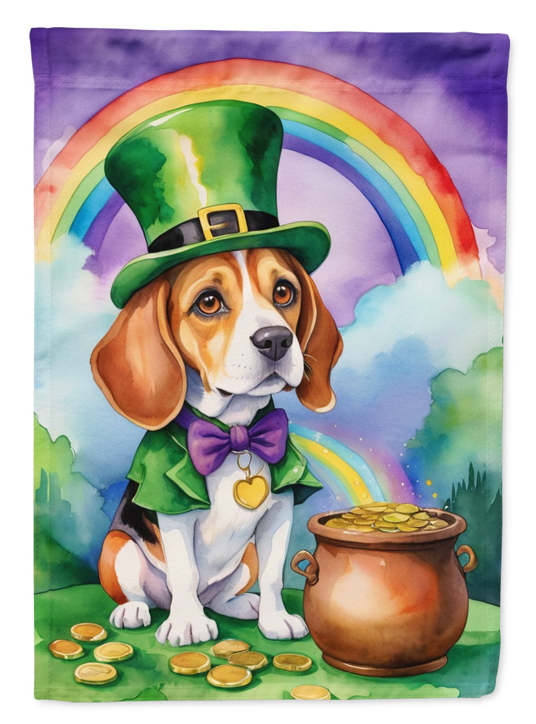 Vibrant St Patrick's Day Beagle Garden Flag in Polyester