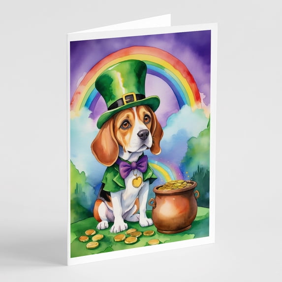 Beagle St Patrick's Day Greeting Cards Pack of 8 7 in x 5 in