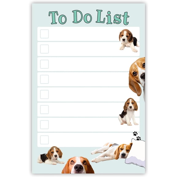 Beagle Sticky to-Do List Notepad | Dog Mom Gifts for Women Cute Beagles Stationery Pad 4x6 50 Pages Made in USA Christmas, Birthday Gift
