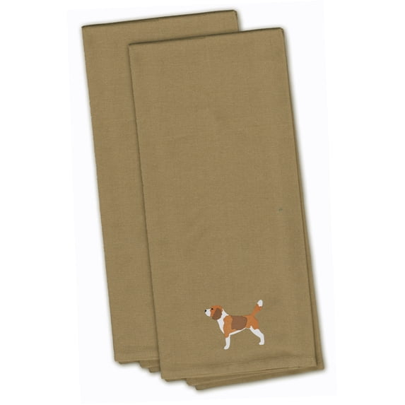 Beagle Tan Embroidered Towel Set of 2