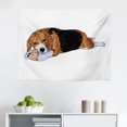 thumbnail image 1 of Beagle Tapestry, Close Up of a Friendly Dog Tongue Out Sketch of Animal Pattern, Fabric Wall Hanging Decor for Bedroom Living Room Dorm, 2 Sizes, Sand Brown Charcoal Grey, by Ambesonne, 1 of 1