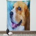 thumbnail image 1 of Beagle Tapestry, Polygonal Blurred Friendly Creature Curious Look Low Poly Effect Pattern, Wall Hanging for Bedroom Living Room Dorm Decor, 60W X 80L Inches, Pale Brown and Violet, by Ambesonne, 1 of 5