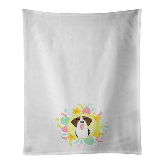 Beagle Tricolor Red Ticked #3 Easter White Kitchen Towel Set of 2 19 in x 28 in