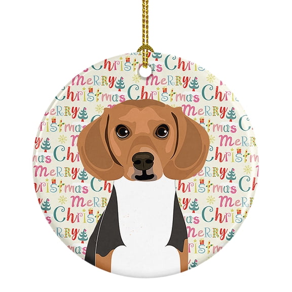 Beagle Tricolor #1 Christmas Ceramic Ornament 2.8 in x 2.8 in