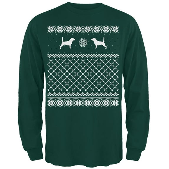 Beagle Ugly Christmas Sweater Forest Adult Long Sleeve T-Shirt