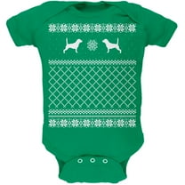 Beagle Ugly Christmas Sweater Kelly Green Soft Baby One Piece - 24 month