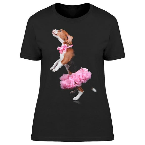 Beagle Wearing Pink Skirt T-Shirt Women -Image by Shutterstock, Female Large