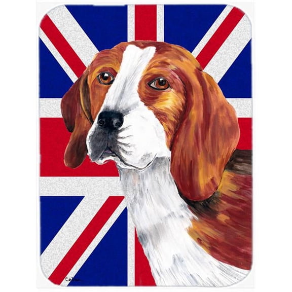 Beagle With English Union Jack British Flag Glass Cutting Board - Large