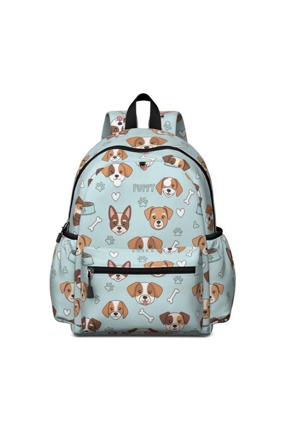 Beagle and Bone Blue Pattern Backpack for School, Cute School Bag with Adjustable Shoulder Straps and Padded Back, 13.4"x11"x4.7"