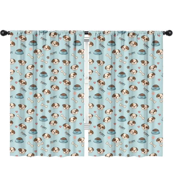Beagle and Bone Blue Pattern Insulated Teens Curtains Set Of 2, Bedroom Essentials, Toddler Room Decor 52x84in(132x213cm)