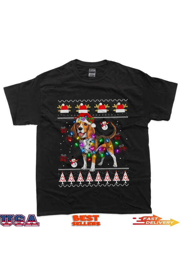 Beagle dog Christmas Dog Light Ugly Sweater T-Shirt