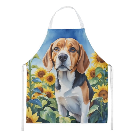 Beagle in Sunflowers Apron 27 in x 30 in