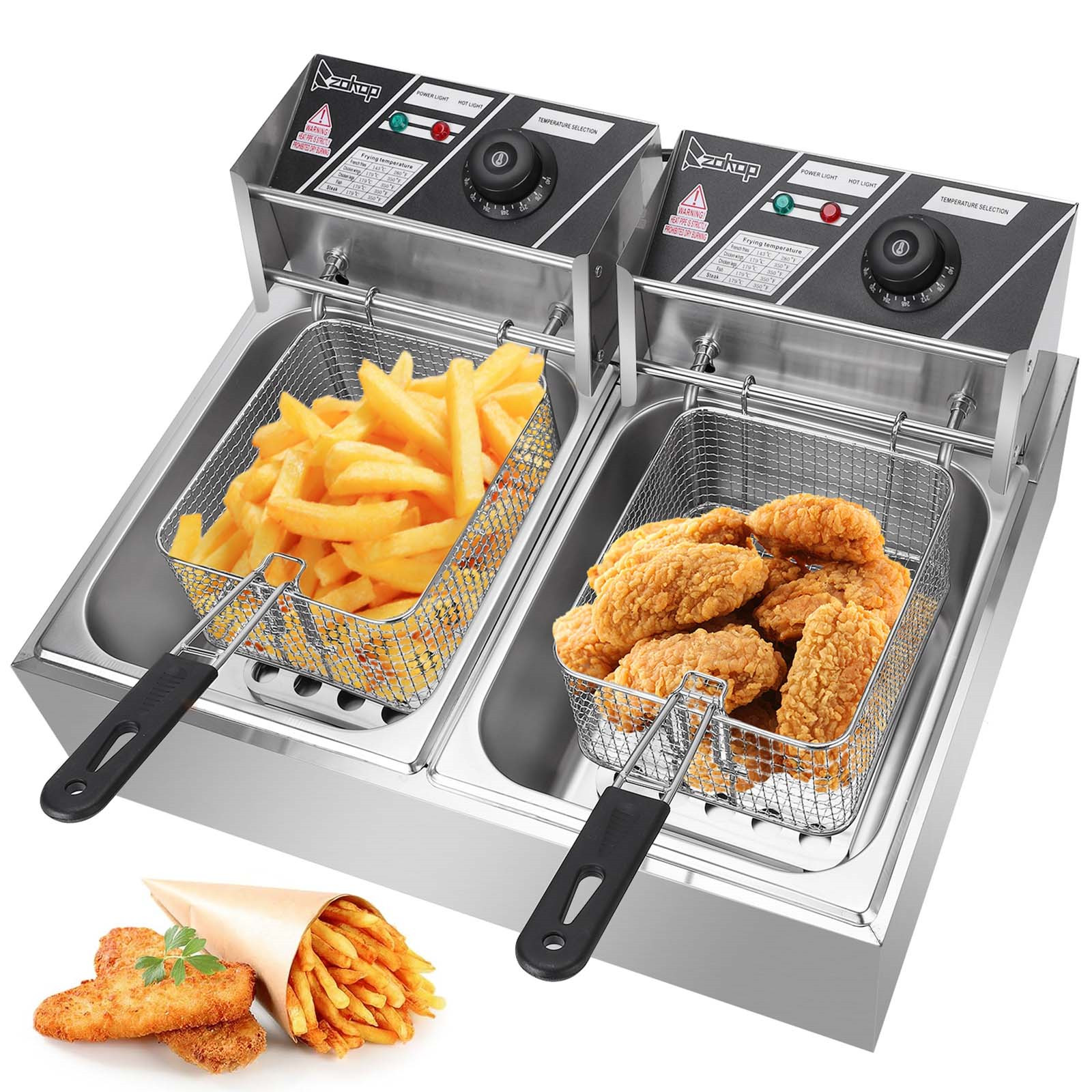 Zimtown Commercial 12L 5000W Professional Electric Countertop Deep ...