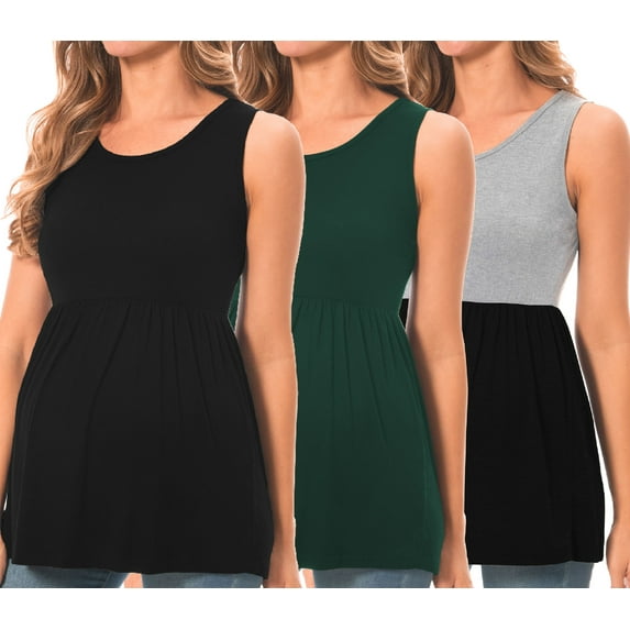 Beaisland 3 Pack Women Maternity Tank Tops Sleeveless Pregnancy Tank Shirts Postpartum Tops Basic Shirts Summer