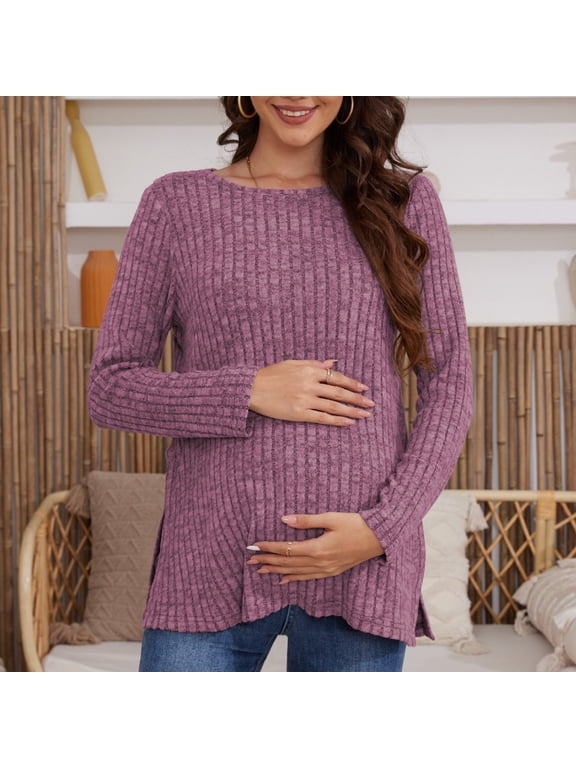 Maternity clothes Long Sleeve Maternity shirts for Women Casual Tunic Tops Lightweight Pullover