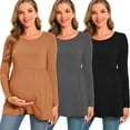 thumbnail image 1 of Beaisland Women's Long Sleeve Maternity Shirts Basic Casual Pregnancy Top, 1 of 7
