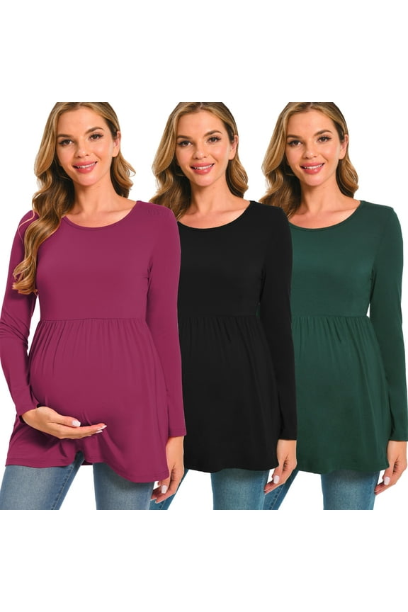 Women's Long Sleeve Maternity Shirts Basic Casual Pregnancy Top