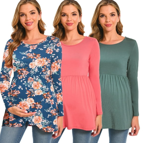 Beaisland Women's Long Sleeve Maternity Shirts Basic Casual Pregnancy Top