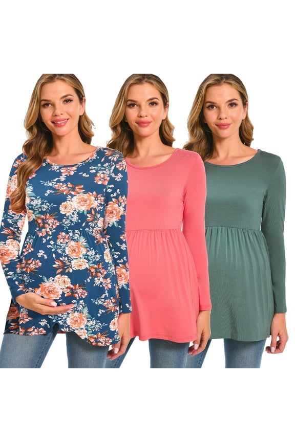 Women's Long Sleeve Maternity Shirts Basic Casual Pregnancy Top