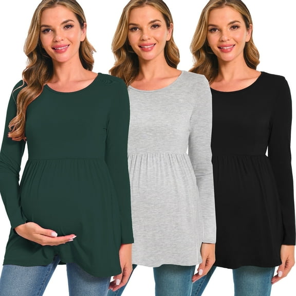 Beaisland Women's Long Sleeve Maternity Shirts Basic Casual Pregnancy Top